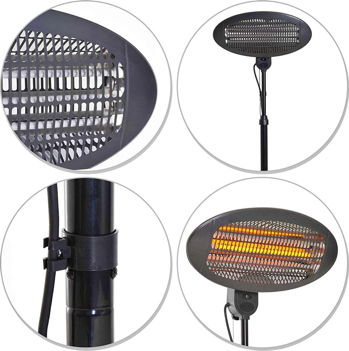 MaxxGarden Terrasverwarmer - Elektrische Verwarming - Terrasverwarmer - In Hoogte Verstelbaar - 3 Warmtestanden - Wandmodel - Max 2000W - 59x58x21cm - Afbeelding 3