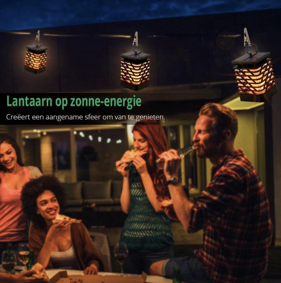 VoordeelShop Solar Tafellamp Set Van 2 Stuks - 13.8cm - Zwart - Solar Tuinverlichting - Led Buitenverlichting Op Zonne Energie Met Sensor - Tuin Fakkel - Voor Binnen En Buiten - Vlam Effect - Afbeelding 14