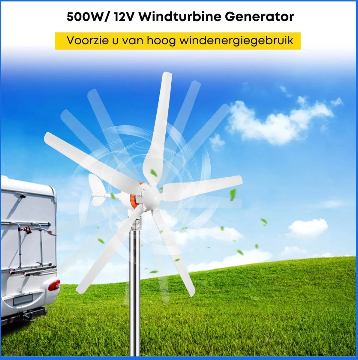 Merkloos Windmolen Generator - 500W - Nylon Vezelbladen - Start Bij Lage Windsnelheid - Windturbine - Windmolen - Afbeelding 5