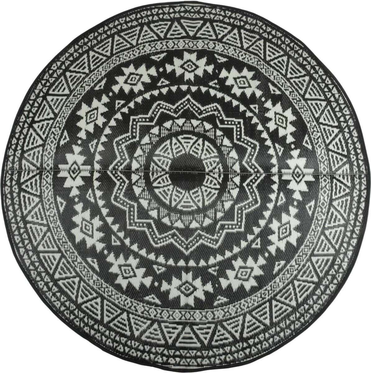 ESSCHERT DESIGN Tuintapijt - Rond - Zwart/Grijs Ø180cm - Afbeelding 3