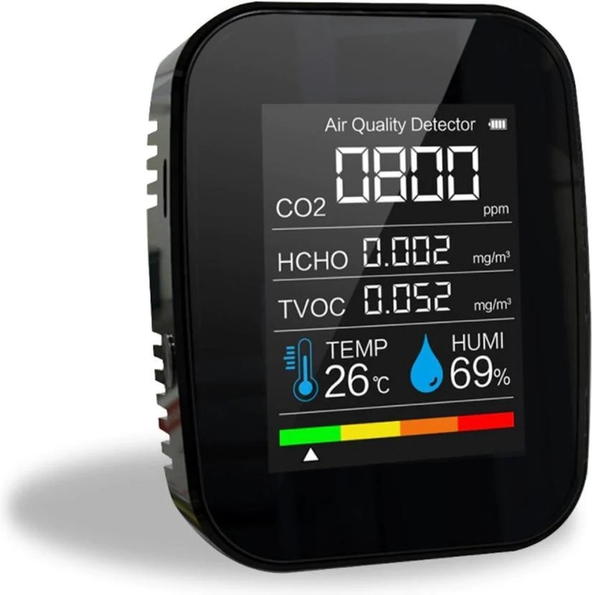 AirStats Thermometer | 5-in-1 Thermometer | CO2 Meter | Voor Binnen En Buiten | Multifunctioneel | Zwart - Afbeelding 2