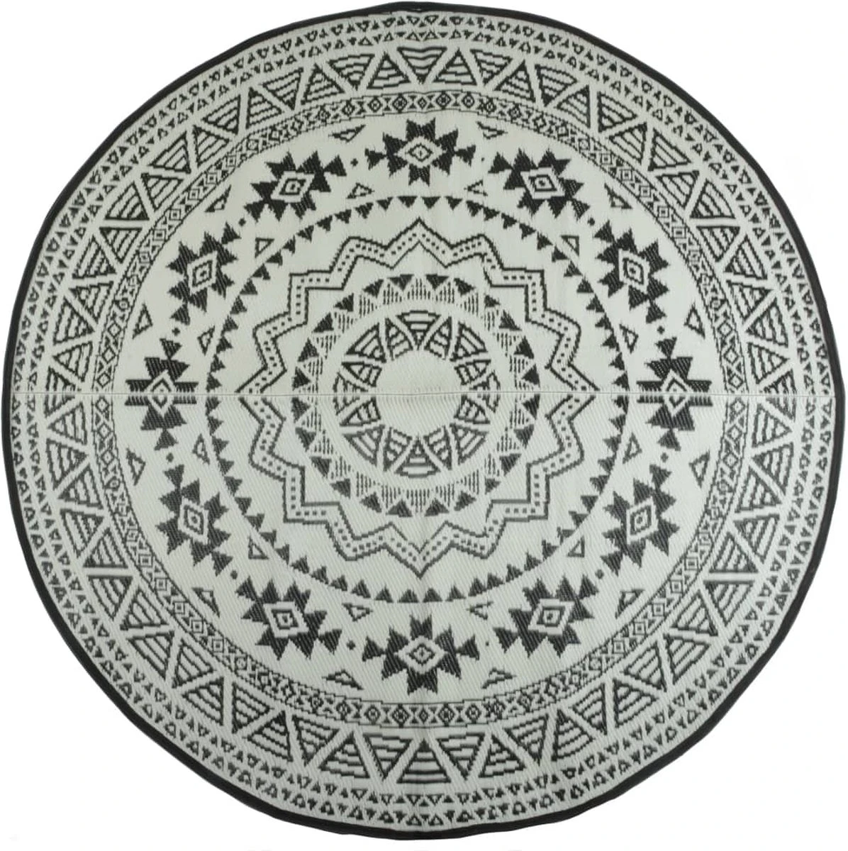 ESSCHERT DESIGN Tuintapijt - Rond - Zwart/Grijs Ø180cm - Afbeelding 5