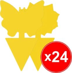 Bloomin Vliegen Vangkaarten - Rouwvliegjes Bestrijden - Vliegenvanger - Fruitvliegjes Vanger - Varenrouwmug Bestrijden - Plak Klavertjes Tegen Rouwvliegen - Vangplaten - 24 Stuks