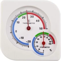 *** Thermometer Hygrometer Analoog - Wit - Kunststof - Van Heble® ***