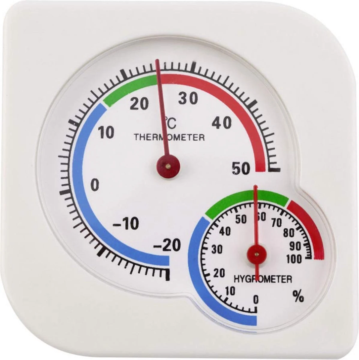 *** Thermometer Hygrometer Analoog - Wit - Kunststof - Van Heble® ***