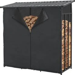 Brandhout Rek Houtopslag Yakutat 185x180x70 Cm Zwart