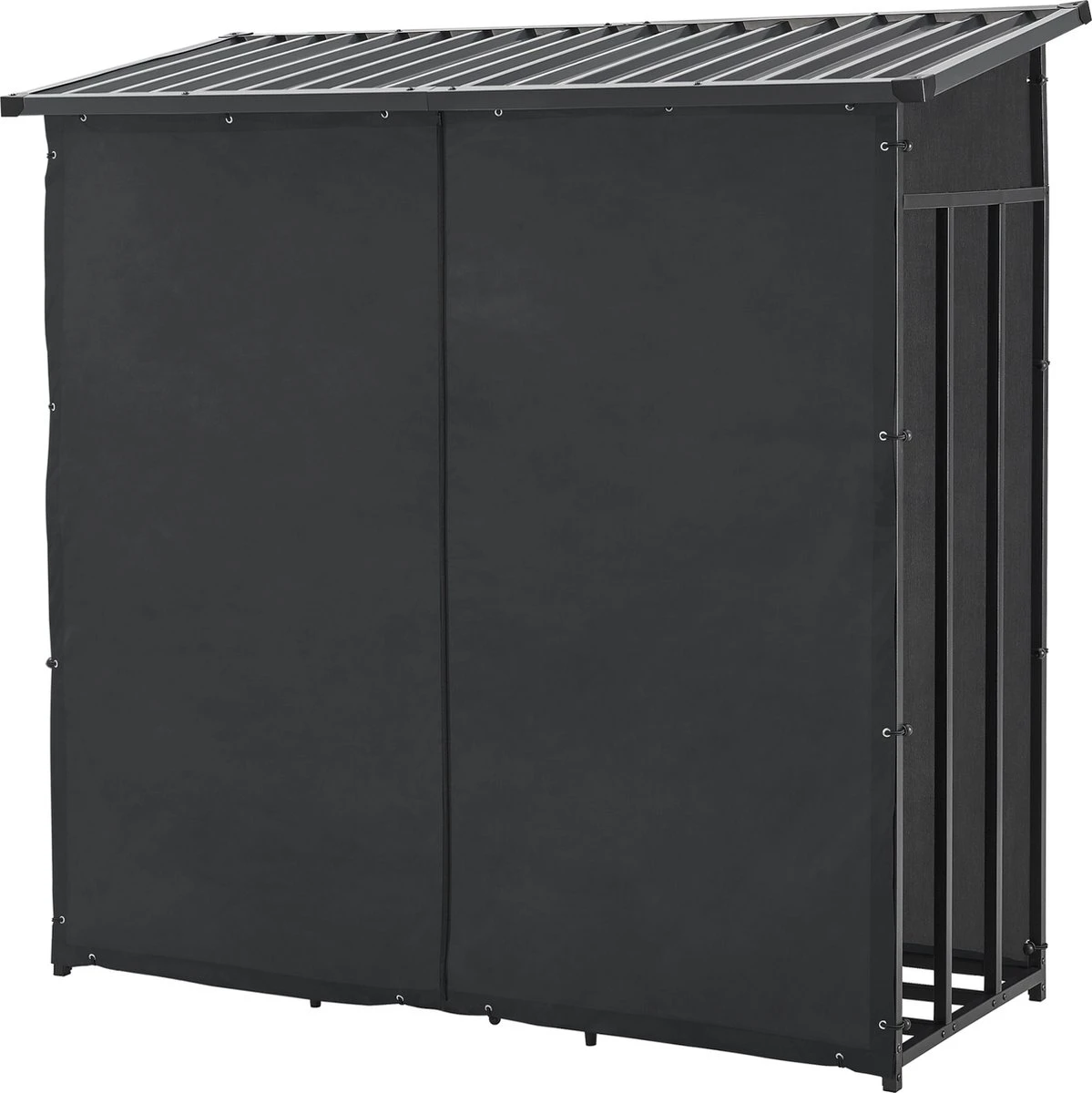 Brandhout Rek Houtopslag Yakutat 185x180x70 Cm Zwart - Afbeelding 7