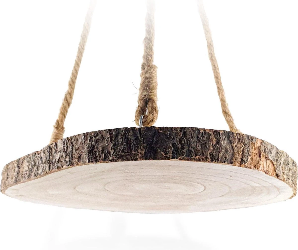 Merkloos Plantenhanger Boomstam Schijf | 30-35cm | Handgemaakt | Planten-houder / Hang-plant | Planten Accessoires | Decoratie Houten Hang Plank | - Afbeelding 5