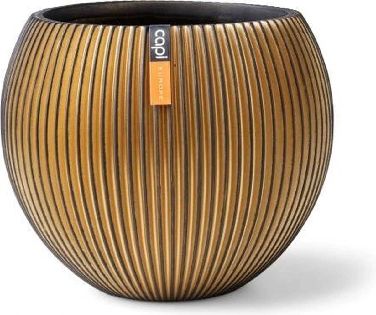 Capi Europe - Vaas Bol Groove XL - 39x33 - Goud - Bloempot Voor Binnen - Opening ⌀24 - GVGB270 - Afbeelding 5