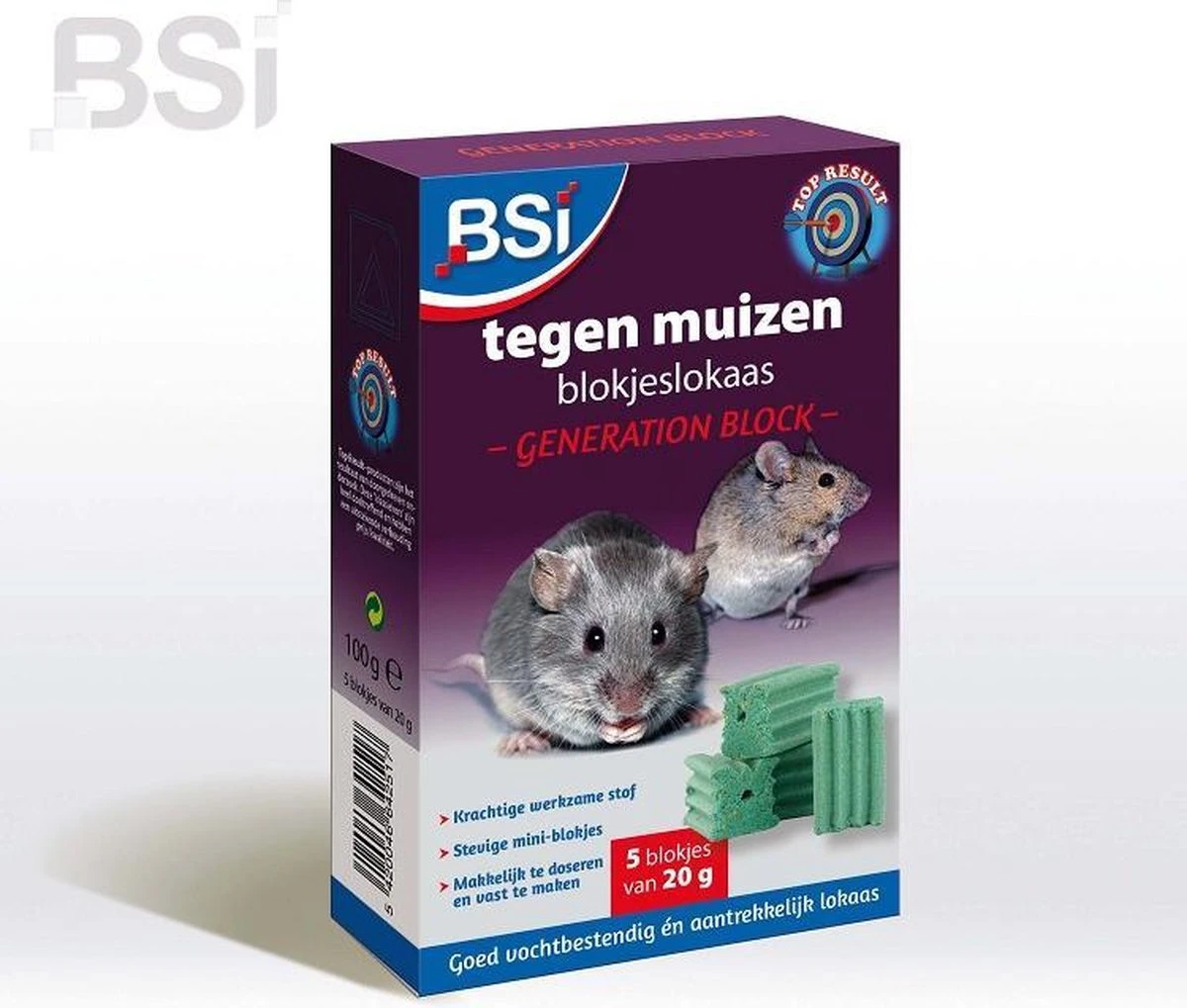 BSI - Generation Block - Tegen Muizen- Ongediertebestrijding - 100 G Lokaas - (5x20g) - Afbeelding 4