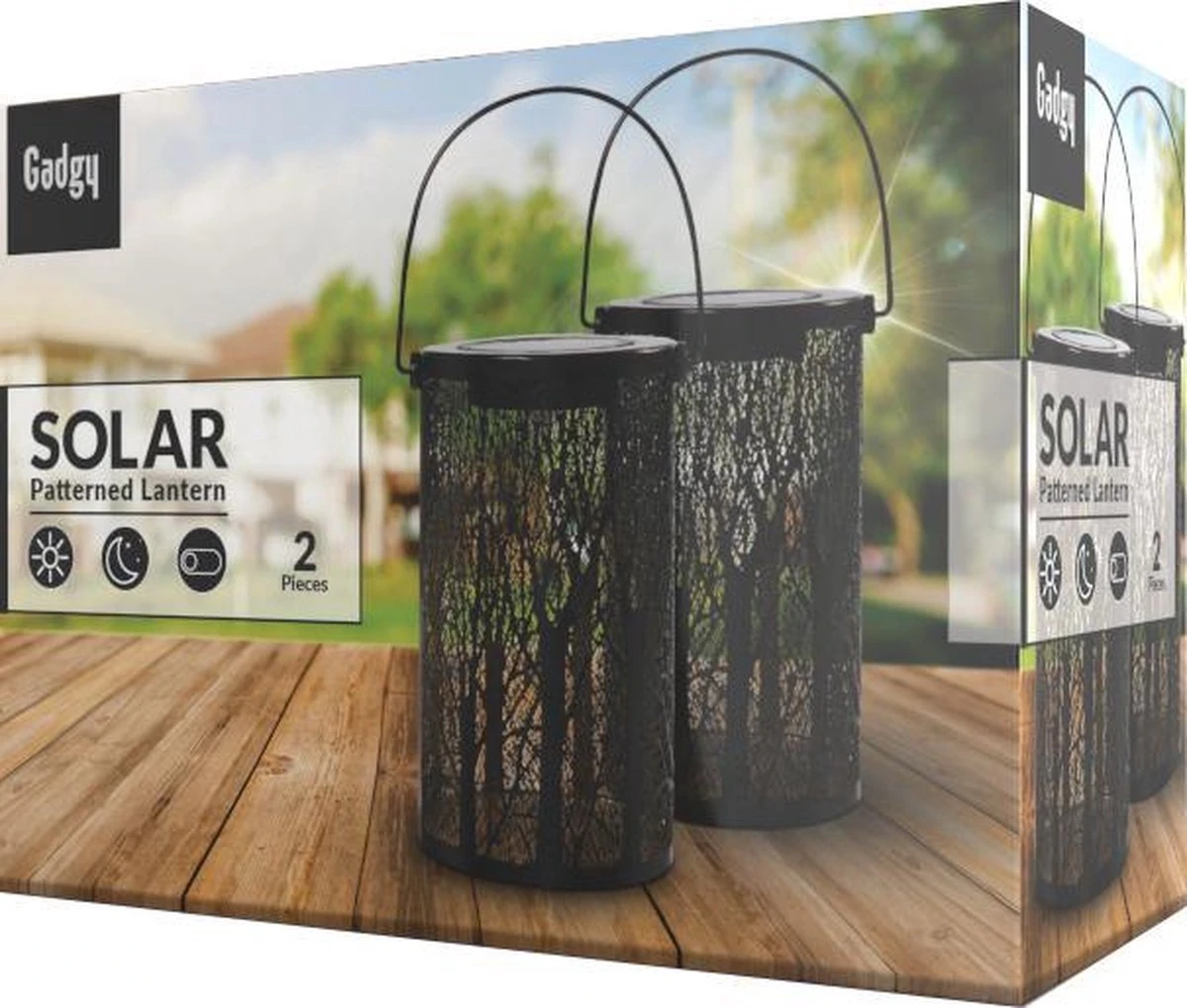 Gadgy Solar Tafellamp Boom Set Van 2 – Zwart/Goud – Metaal - Solar Tuinverlichting Op Zonneenergie – Led Buitenverlichting Met Dag/nacht Sensor - Tuinlantaarn - 20 X Ø12 Cm - Afbeelding 10
