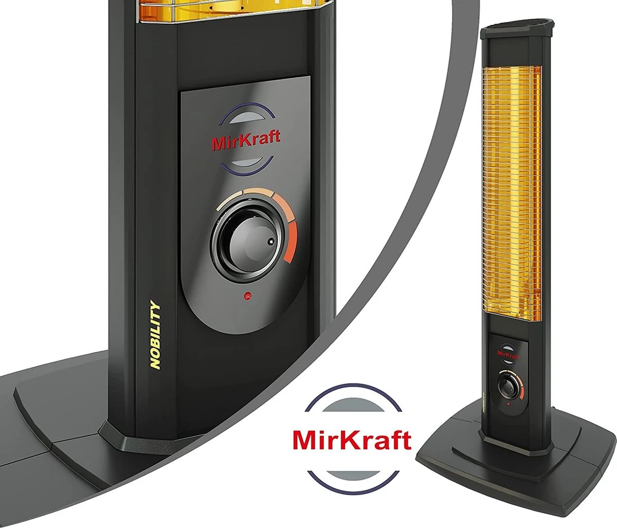 MirKraft - Infrarood Straalkachel - Terrasverwarmer-voor Binnen En Buiten - 2500W - ZWART - Afbeelding 8