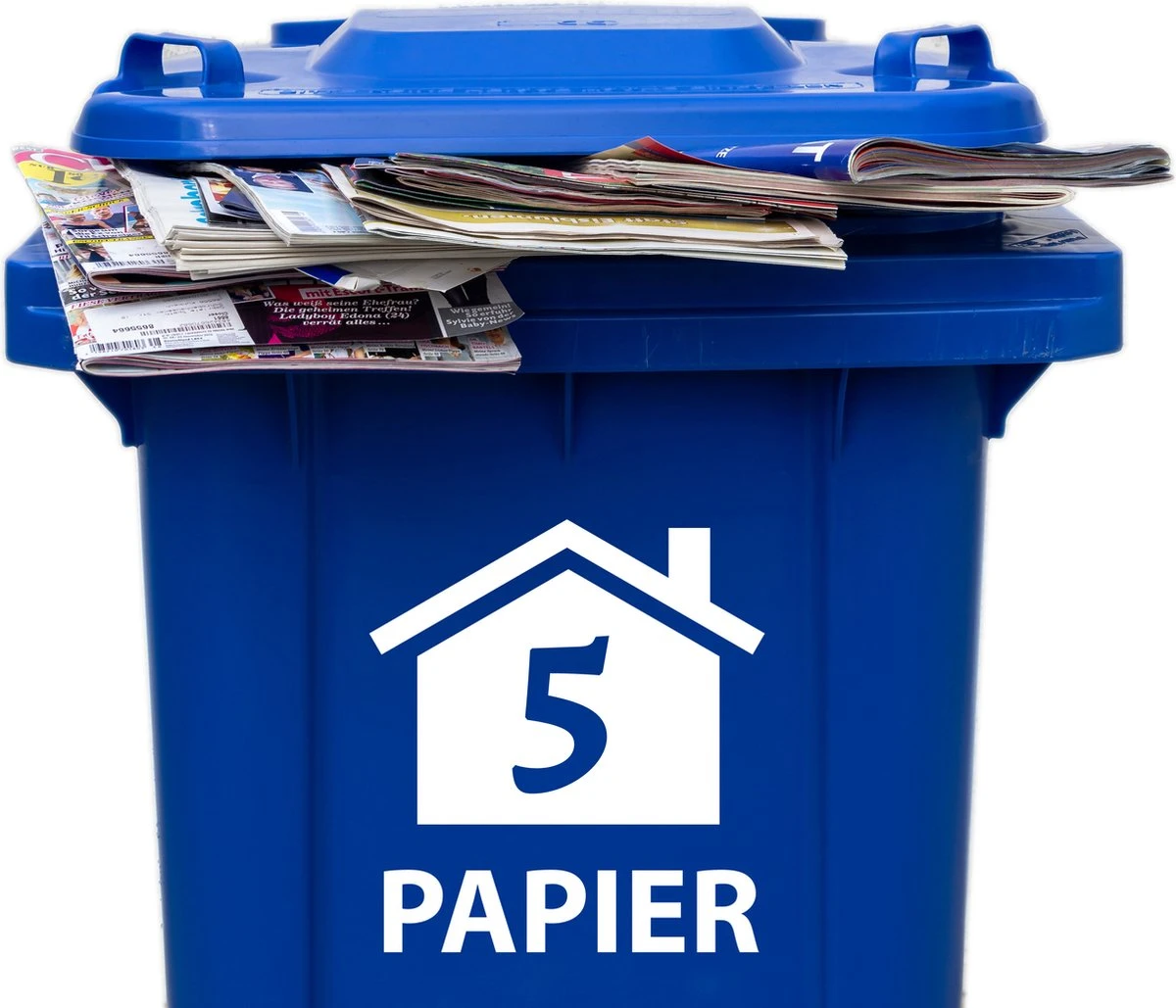 Goldengifts.nl - Container Sticker - 3 Delige Voordeelset - Huisnummer - GFT - REST - PAPIER - 20x22 Cm - Wit - Afbeelding 3