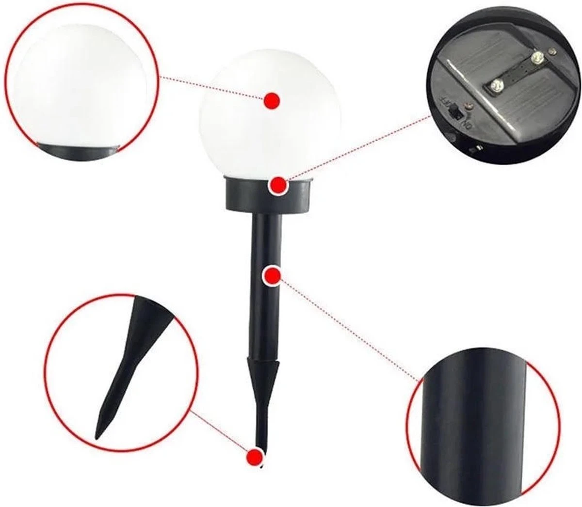 Venus H J - LED Solar Tuinfakkels - 4 Stuks - Warm - Tuinlantaarn - Tuinverlichting Op Zonne-energie - LED - Buitenverlichting - Padverlichting - Solar Tuinverlichting - Afbeelding 4