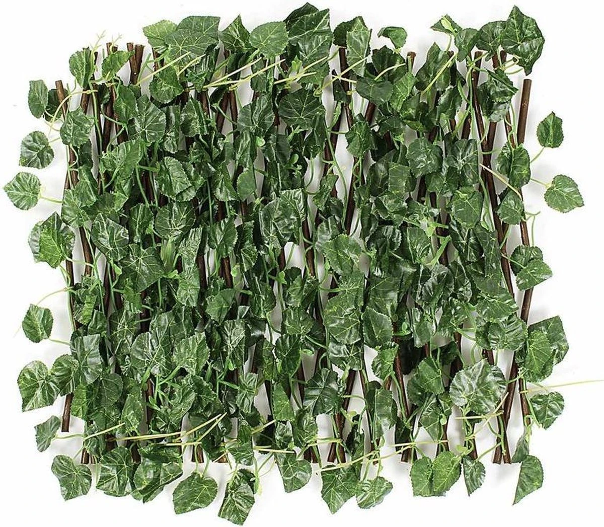 Merkloos TUINSCHERM VAN WILGENHOUT (UITREKBAAR TOT 2 METER) - Kunsthaag - Kunst Hangplant - Hedera - Klimop Kunstplanten Voor Binnen En Buiten - Hedera Helix - Namaak Planten - Kunst Klimop - Sinterklaas - Kerst