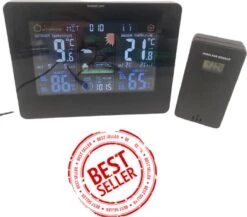 Nortec Nor-Tec Weerstation - Weerstation Voor Binnen En Buiten Met Draadloze Buitensensor - LCD-scherm Weerstation - Klok - Alarm - Kalender - Temperatuur Binnen En Buiten - Vrieswaarschuwing - Hygrometer - Barometer - Maanfase - Weersvoorspelling Obv Druk