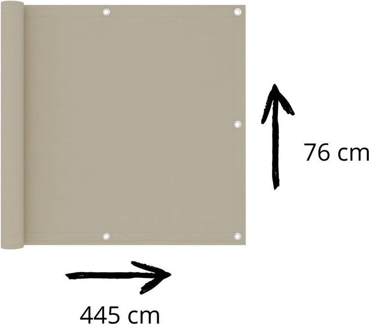 Orange85 Balkonscherm - Balkondoek - Zonnescherm - Winddicht - 445x76 Cm - Zandkleur - Creme - Polyester - Afbeelding 3