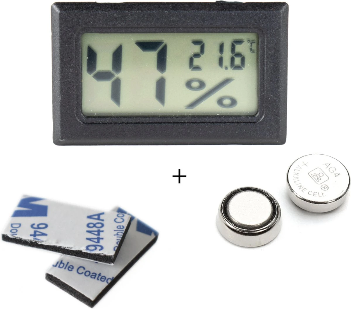 Tool Meister TM1 – Hygrometer & Thermometer - Binnen/Buiten/Koelkast – Digitaal - Zwart - Incl Batterijen