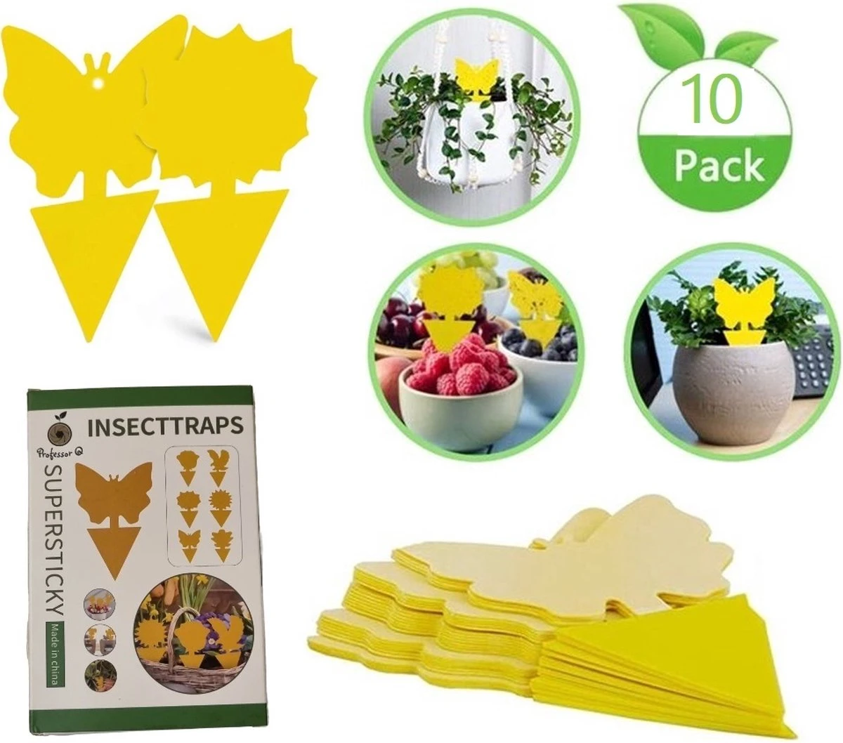 Professor Q - Rouwvliegjes Bestrijden - Fruitvliegjes Vanger - Fruitvlieg - Vliegenvanger - Insectenvanger Tegen Rouwvliegen - Vangplaten - 10 Stuks