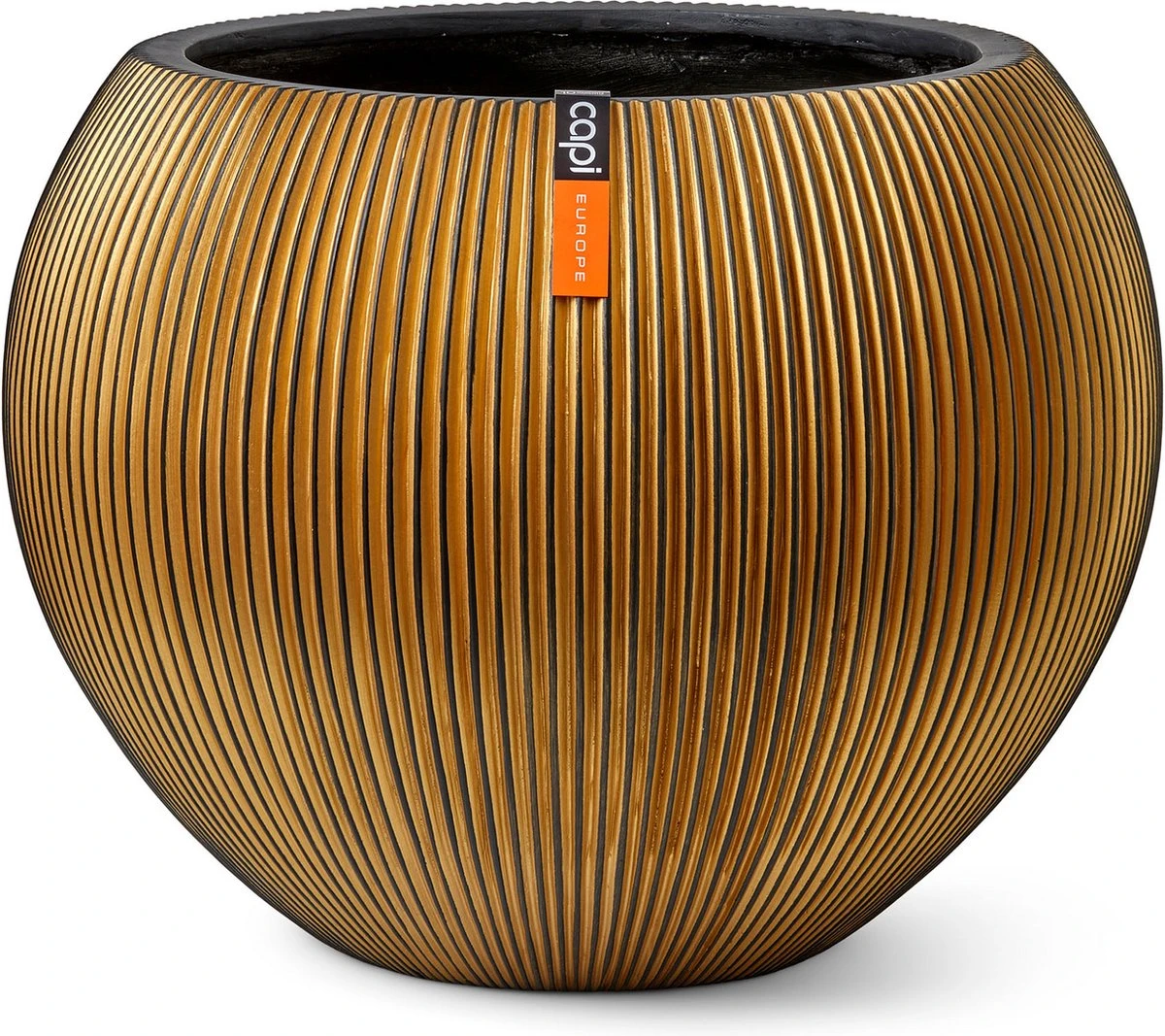 Capi Europe - Vaas Bol Groove XL - 39x33 - Goud - Bloempot Voor Binnen - Opening ⌀24 - GVGB270