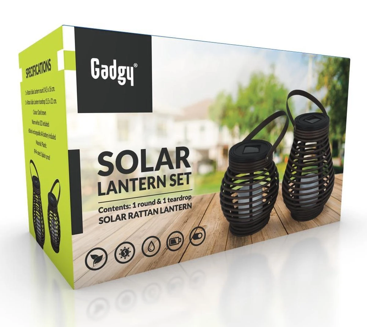 Gadgy Solar Rotan Tafellamp Set Van 2 - Solar Tuinverlichting Op Zonneenergie - Tuinlantaarn - Led Buitenverlichting Met Dag/Nacht Sensor - Voor Binnen En Buiten - Afbeelding 9