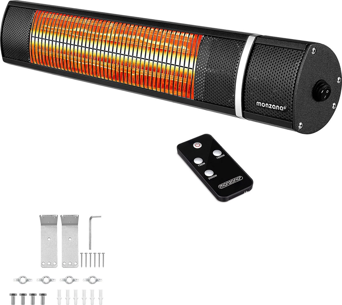 Monzana Infraroodstraler 2000W - 3 Standen Afstandsbediening – Zwart - Afbeelding 18