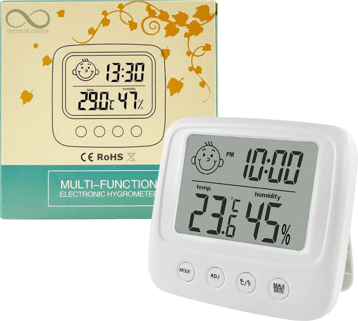 Infinite Goods Hygrometer - Weerstation - Luchtvochtigheidsmeter - Thermometer Voor Binnen - Vochtmeter - 2 In 1 - Incl. Batterij - Afbeelding 9