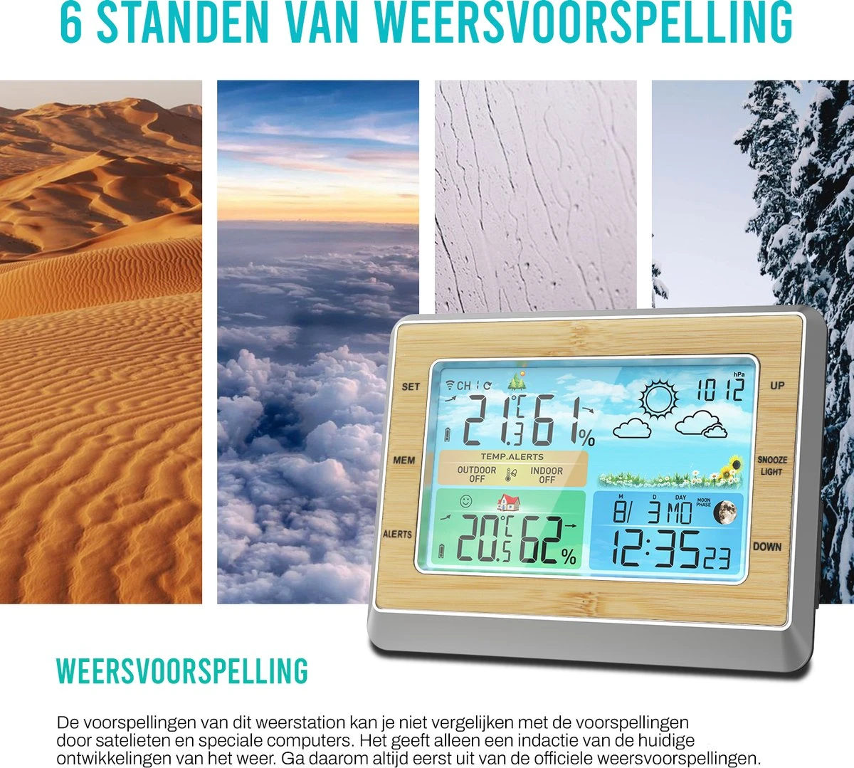 LuxerLiving Weerstation Draadloos Voor Binnen En Buiten Hygrometer Analoog Luchtvochtigheidsmeter - Afbeelding 8
