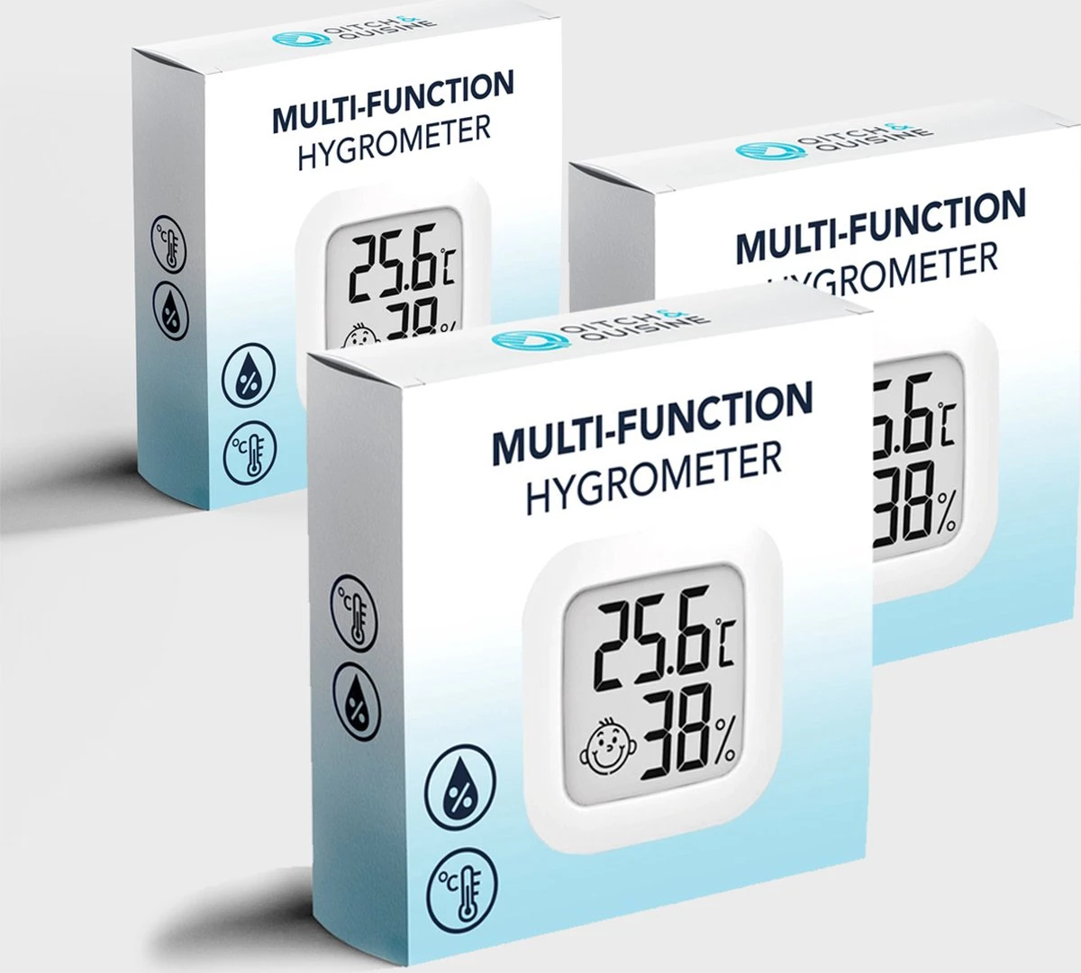 Compacte Thermometer En Hygrometer Mèt Batterijen - Luchtvochtigheidsmeter - Digitale Vochtmeter Voor Binnen - 2 In 1 Thermohygrometer - Set Van 3 - Afbeelding 8