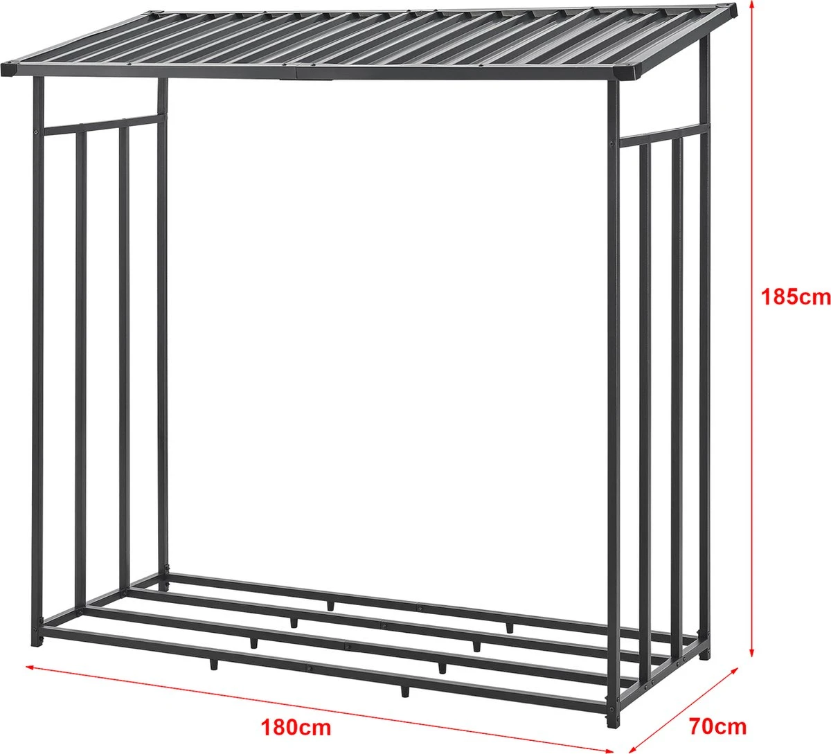 Brandhout Rek Houtopslag Yakutat 185x180x70 Cm Zwart - Afbeelding 5