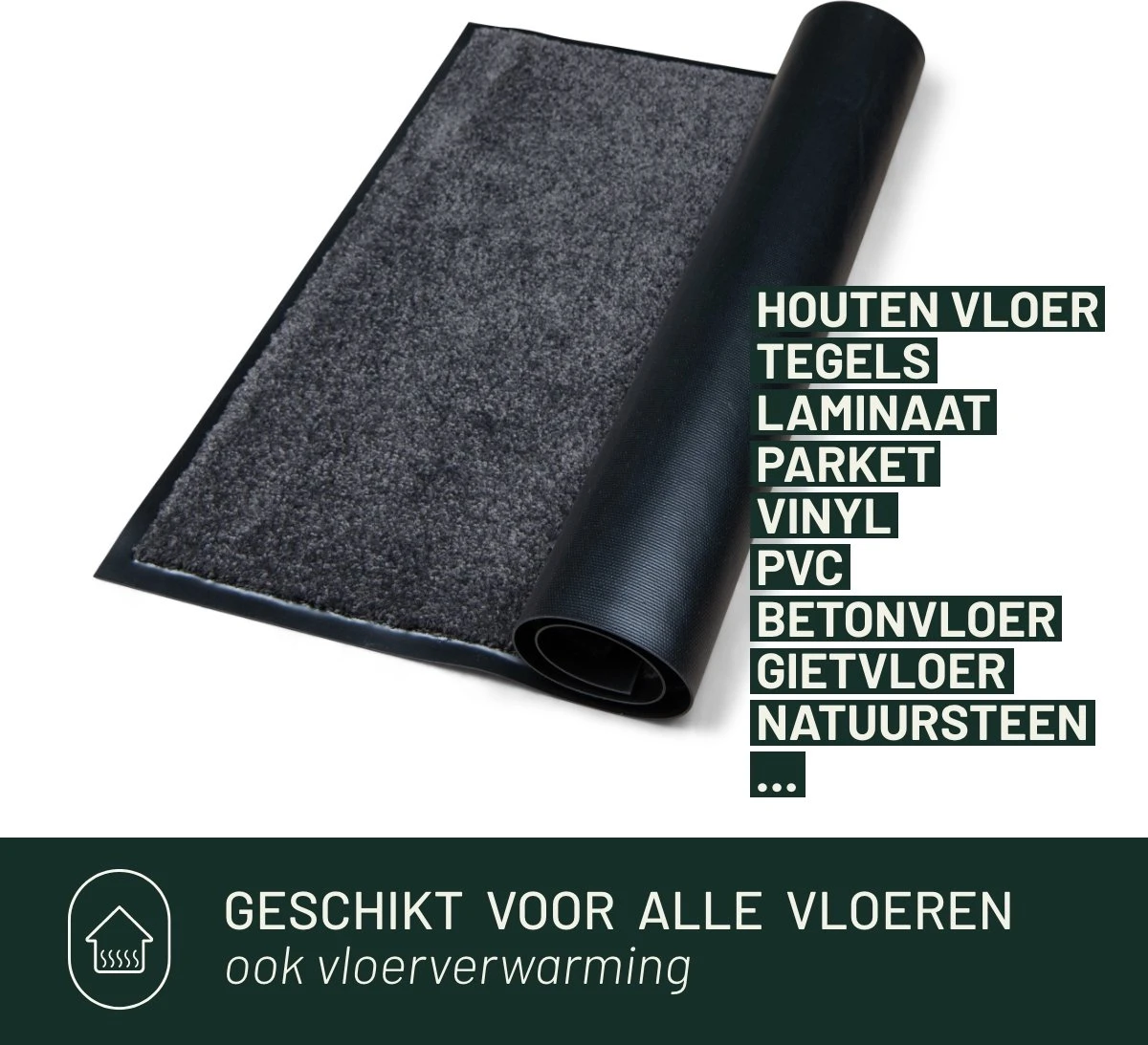 Deurmatten Set 2 Stuks Studio M - CLASSIC PRO - Deurmat Binnen 60x80 Cm - DONKERGRIJS/ANTRACIET - Schoonloopmat - Antislip Deurmat - Droogloopmat Binnen - Afbeelding 3