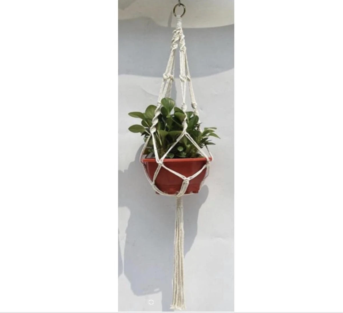 Merkloos Plantenhanger Macramé - Luxe Gevlochten Touw Katoen - 1 Stuk - Plantenpot Ophangen - Planthanger - Afbeelding 4