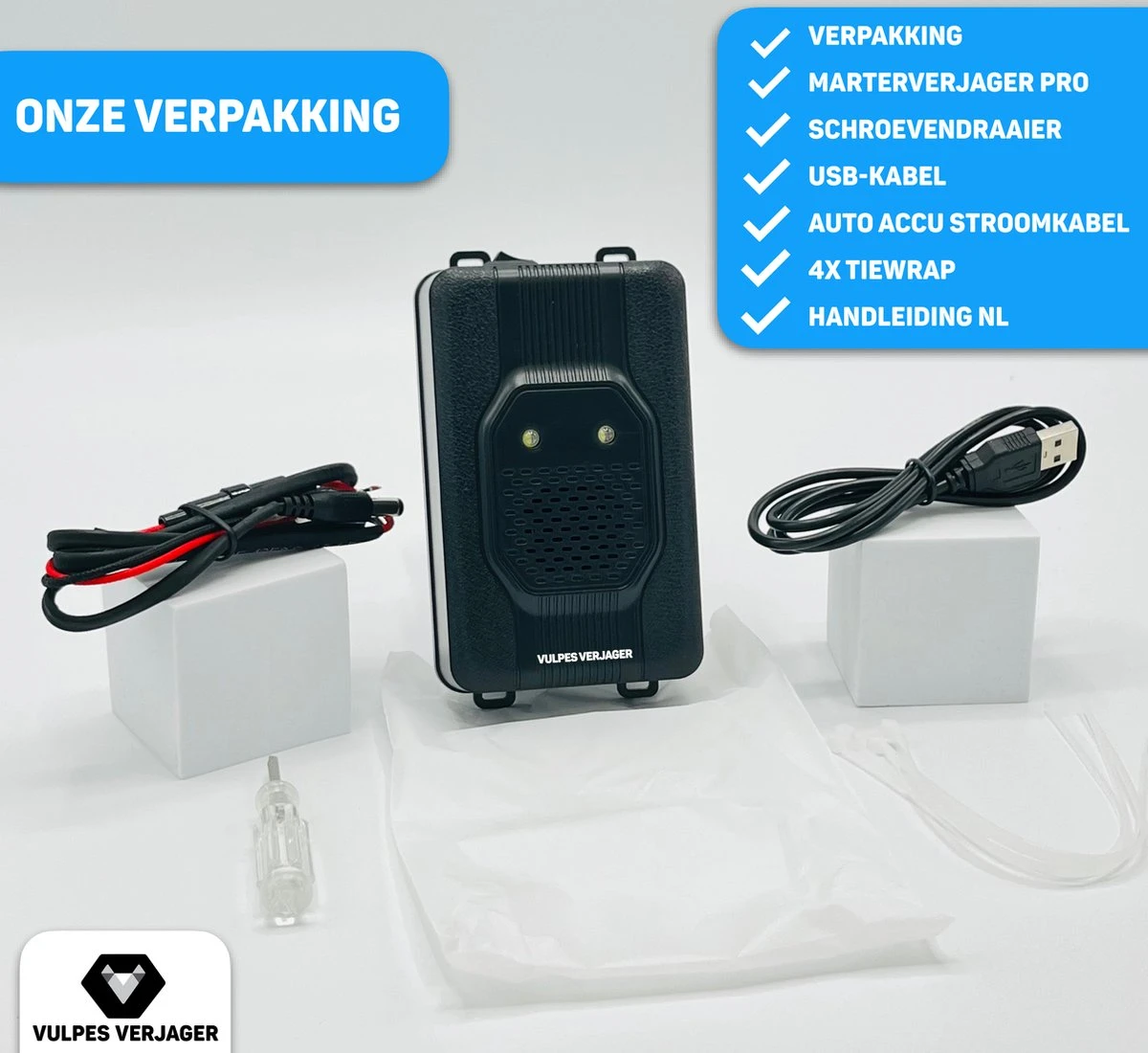 Vulpes Verjager® Marterverjager - Ongedierteverjager - Multifunctionele Set Binnen & Buiten - Batterijen, 12V & Auto Accu - Marters, Muizen & Ratten - Steenmarter Verjager PRO - Incl. E-Book - Afbeelding 9