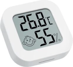 Merkloos Hygrometer - Weerstation - Luchtvochtigheidsmeter - Thermometer Voor Binnen - Incl. Batterij En Plakstrip