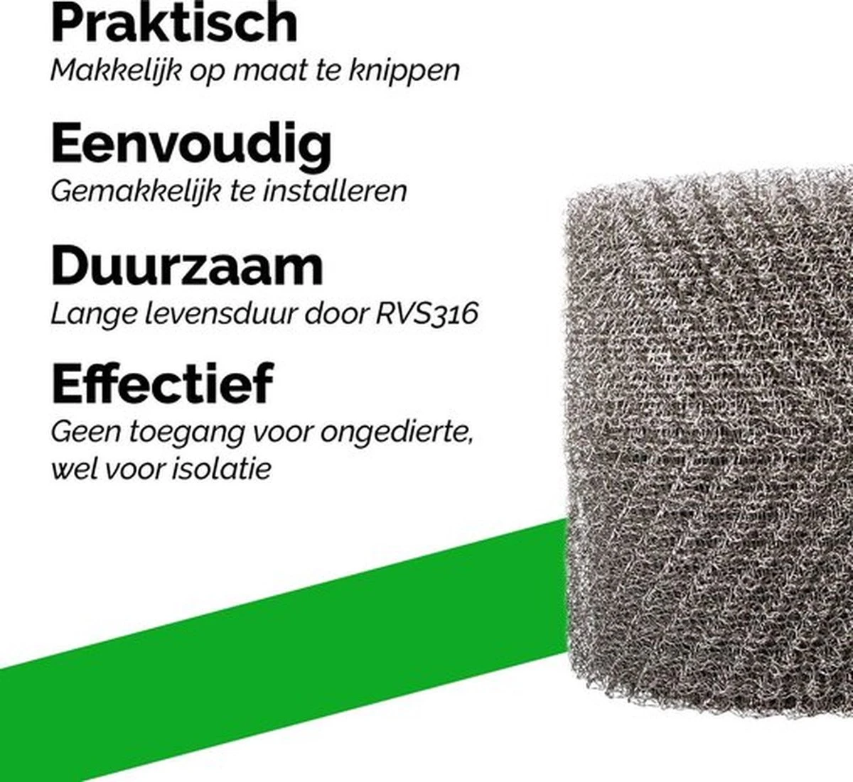 VerminBuster Muizengaas - 1m X 15cm - Rattengaas - RVS Weringsgaas - Stootvoegrooster Gaas - Afbeelding 2