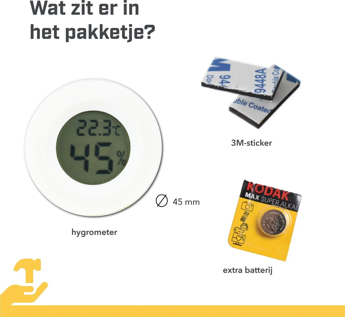 TM2 - Thermometer & Hygrometer - Luchtvochtigheidsmeter Voor Binnen/Koelkast - Wit - Incl Batterijen - Afbeelding 9