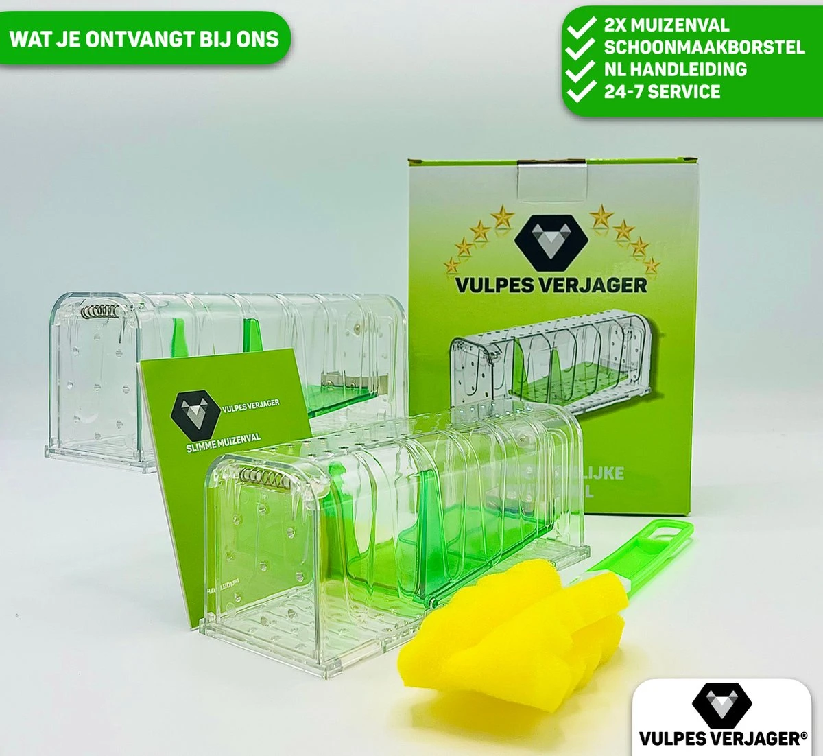 Vulpes Verjager® - Muizenval - Diervriendelijke Muizenvallen Voor Binnen & Buiten - 2 Stuks - Met Schoonmaakborstel - Muizenklem - 100% Pakkans - Afbeelding 10