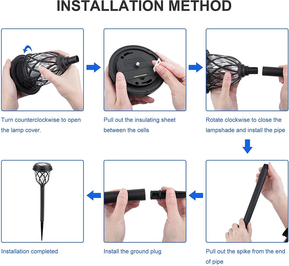 Solar Tuinverlichting - Zonne Energie - Op Zonne Energie - Tuinfakkels 42cm Buiten Set 6 Stuks - LSL8600X - Afbeelding 3