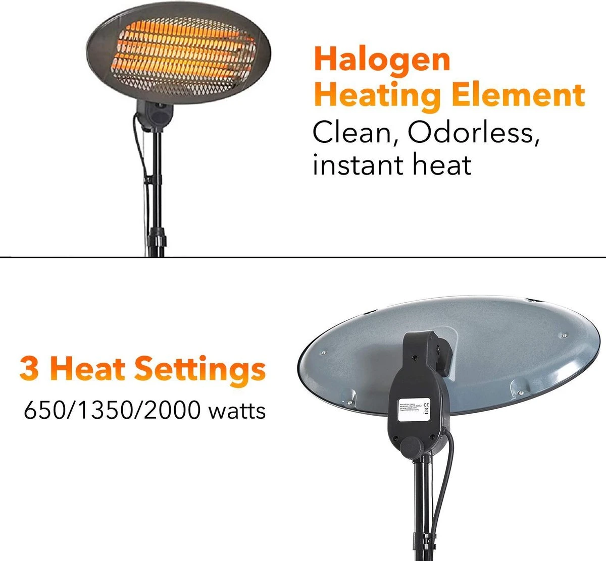 MaxxGarden Terrasverwarmer - Elektrische Verwarming - Terrasverwarmer - In Hoogte Verstelbaar - 3 Warmtestanden - Wandmodel - Max 2000W - 59x58x21cm - Afbeelding 6