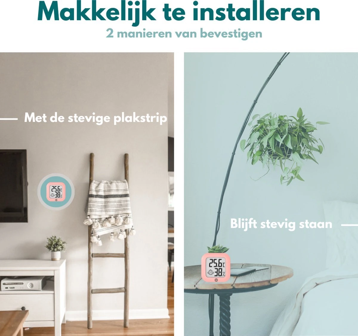 Ease Electronicz Hygrometer - Weerstation - Luchtvochtigheidsmeter - Thermometer Voor Binnen - Incl. Batterij En Plakstrip - Afbeelding 6