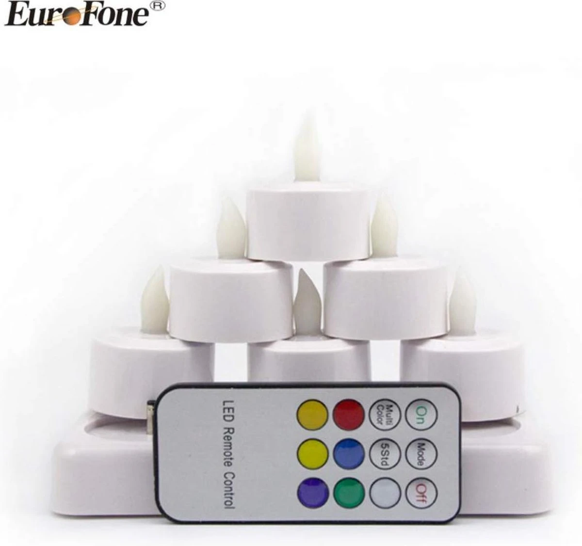 KLEURRIJKE LED | Kaarsen Branden 12 - 15 Uur | Oplaadbaar 4 Stuks | Afstandsbediening | Kleur Theelichtjes | Candle Lights | Led Kaars | Oplaadbare Kleuren Waxine Lichten. - Afbeelding 2