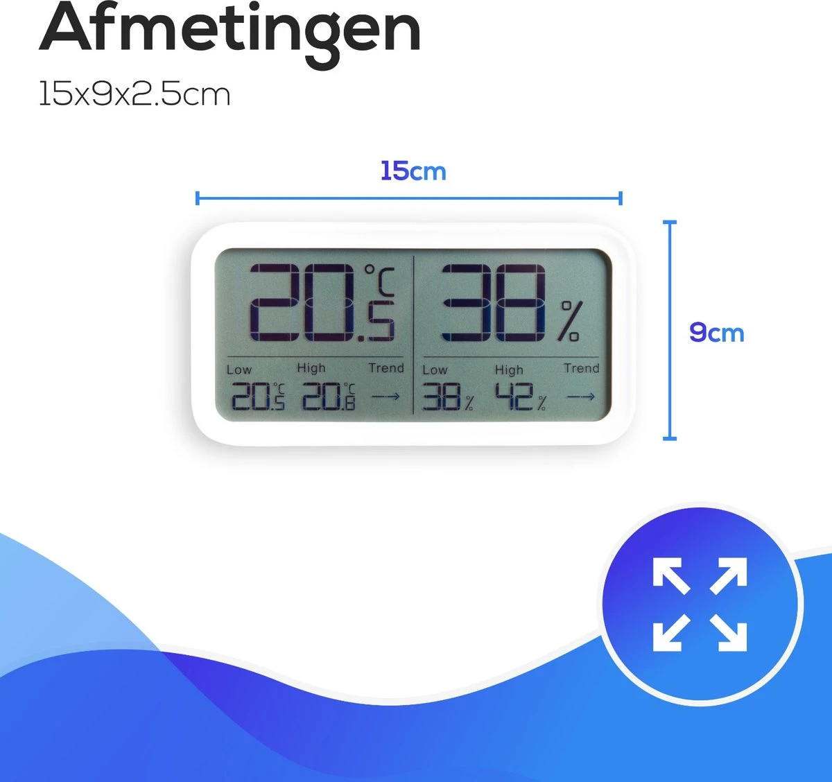 LifeWise Hygrometer Binnen - Luchtvochtigheidsmeter - Min/Max En Trend Weergave - Incl. Batterij - Afbeelding 11