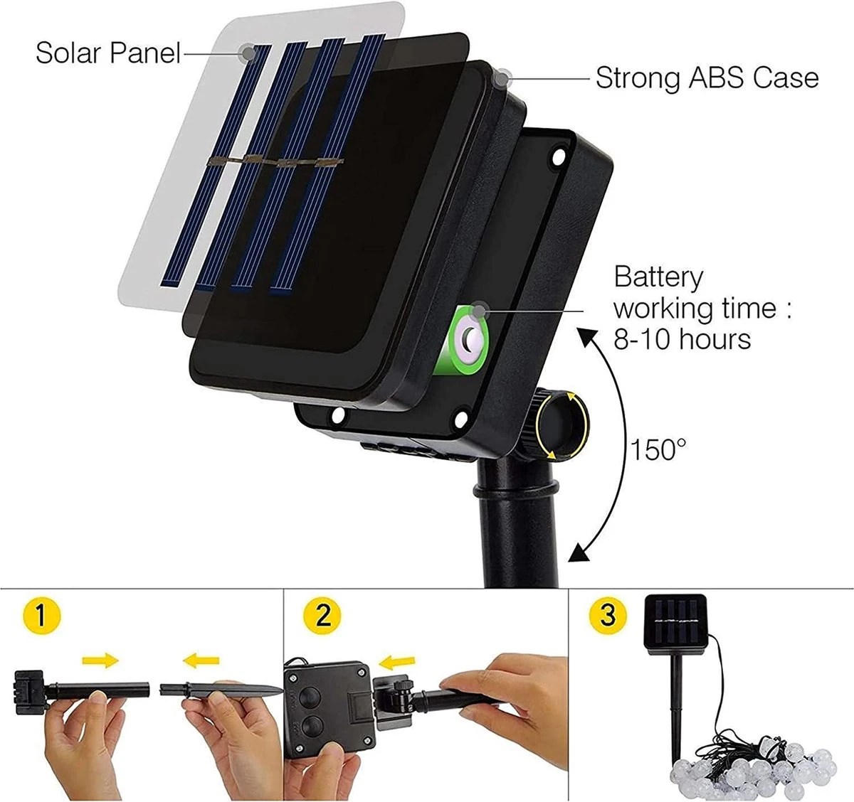 Merkloos Tuinverlichting Op Zonne - Solar Tuinverlichting Op Zonneenergie - Afbeelding 3