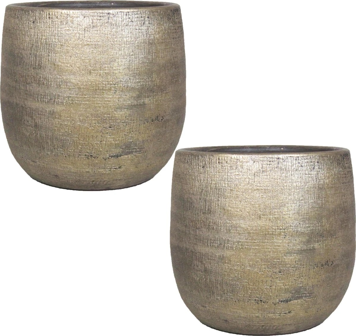 Luxe Plantenpot/bloempot Goud Mira Van Keramiek 14 Cm - Keramische Plantenpotten/plantenbakken - Afbeelding 2