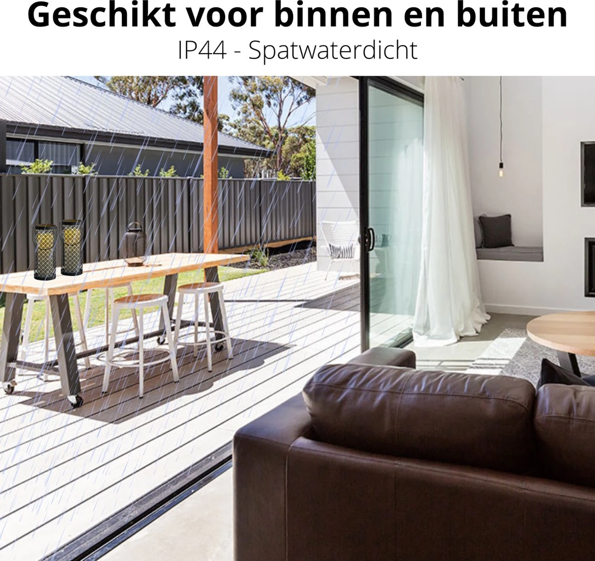 Oosterse LED Tafellamp Lantaarn Voor Binnen En Buiten - Draadloos Op Batterijen - Zwart - Afbeelding 2