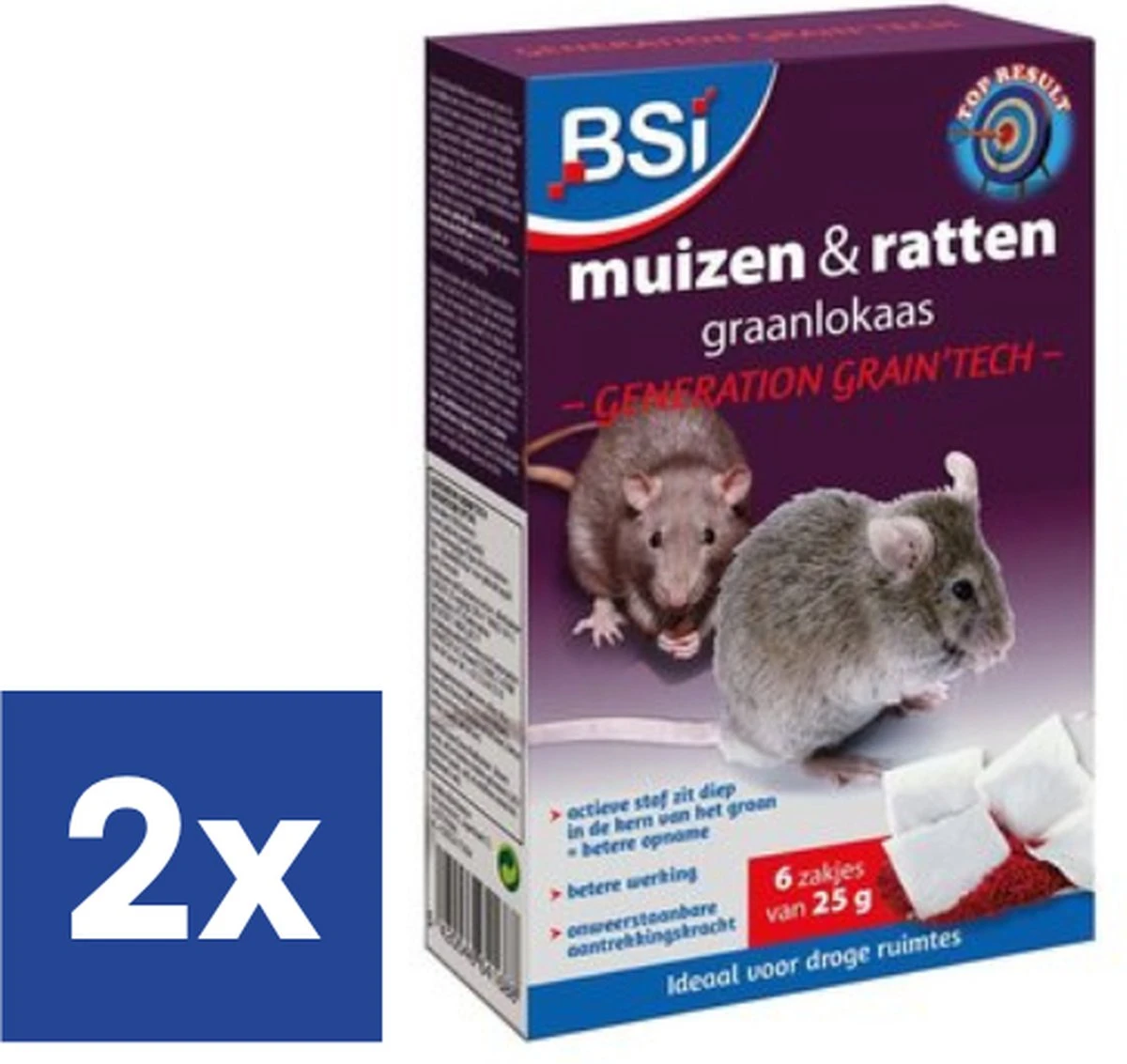 BSI Muizengif En Rattenvergif Graanlokaas - 2 X 150 G