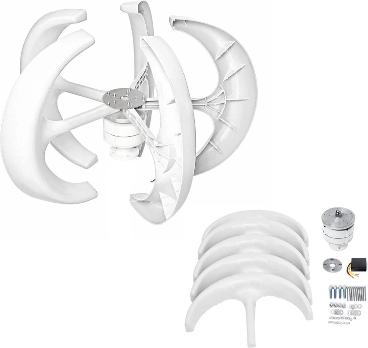 Danstar® Windmolen Met Vestigingspaal - Omvormer Inbegrepen - Stroomgenerator - Windturbine - Generator - Windmolen Generator - Windturbine Bouwpakket - Laadregelaar - Afbeelding 2
