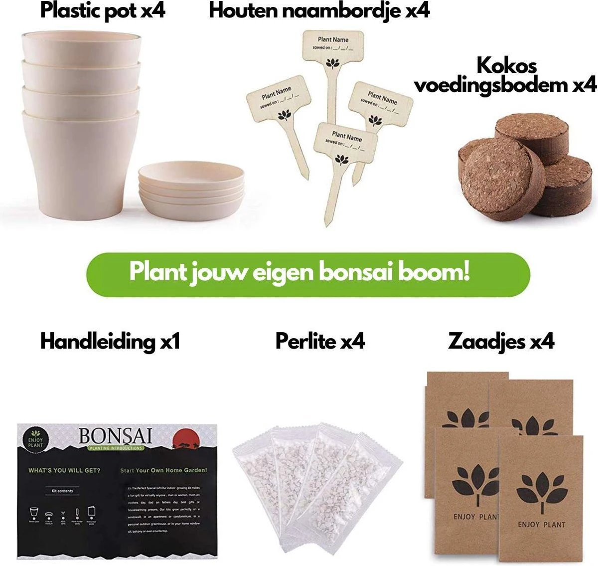 Bonsai Starters Kit - Bonsai Boompje - 5 Delige Set - 4 Soorten Zaden - Incl. E-book & Schaartje - Afbeelding 5