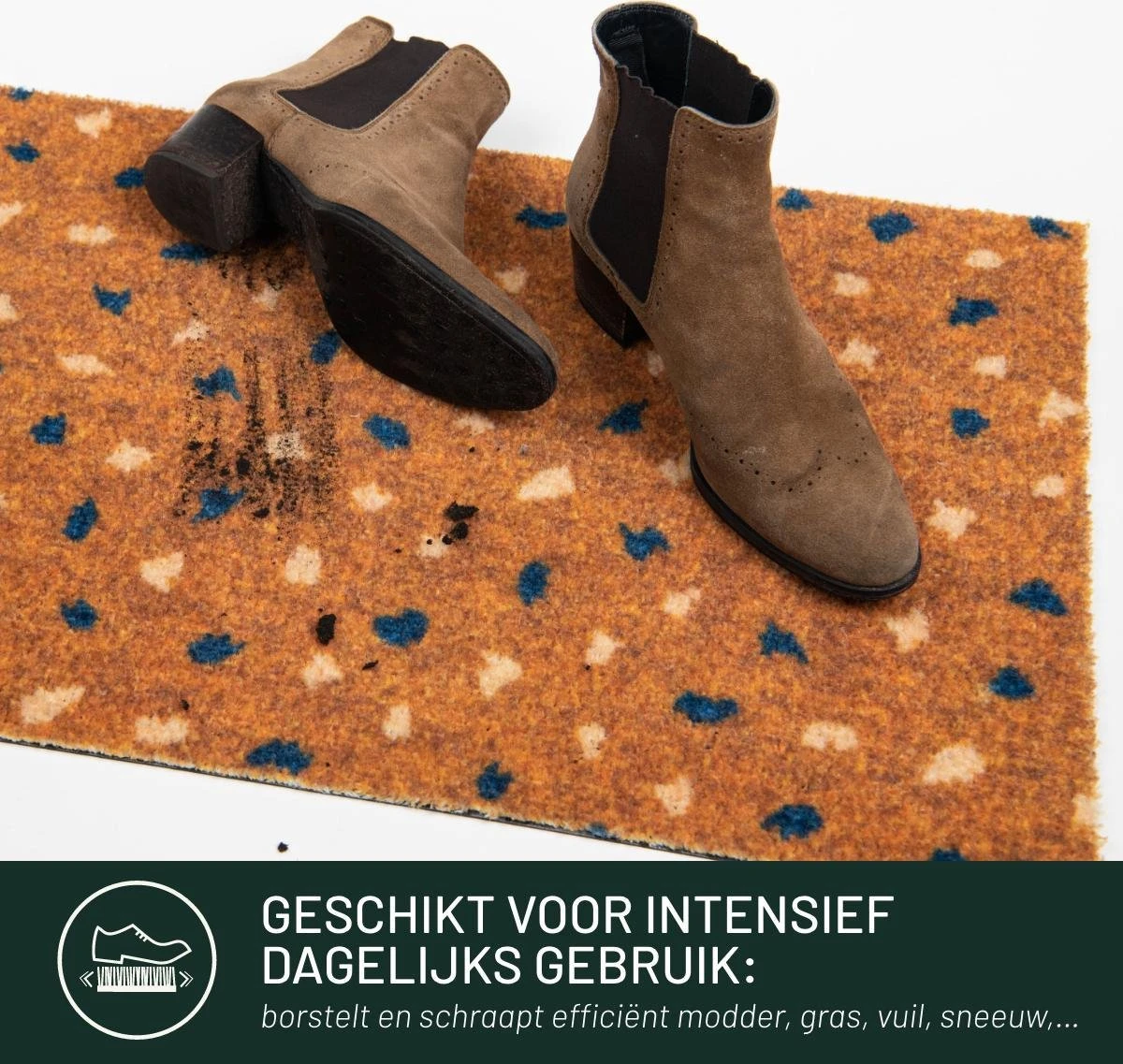 Antislip Deurmat Binnen Studio M - OPTIBRUSH - Droogloopmat Binnen - 55X80 Cm - Oranje Met Stippels - Optimale Buitenmat/Deurmat Buiten - Droogloopmat Buiten - Mat Voordeur - Inloopmat - Afbeelding 8