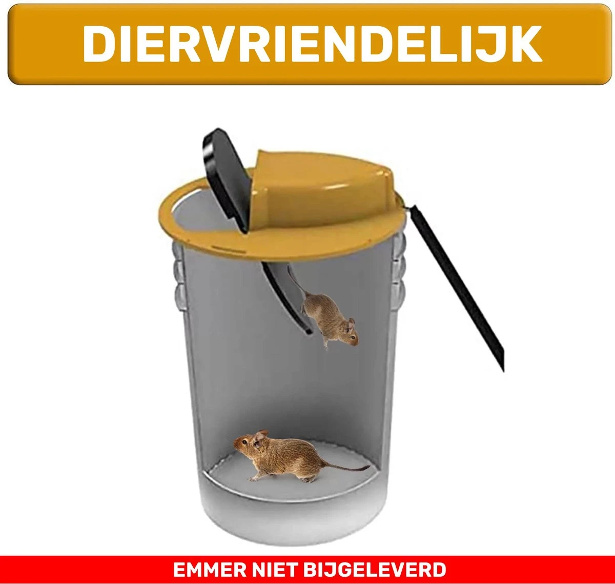 Merkloos Muizenval Emmer Deksel - Rattenval - Diervriendelijke Muizenval - Rattenval - Zonder Muizengif - Herbruikbaar - Binnen En Buiten - Afbeelding 2